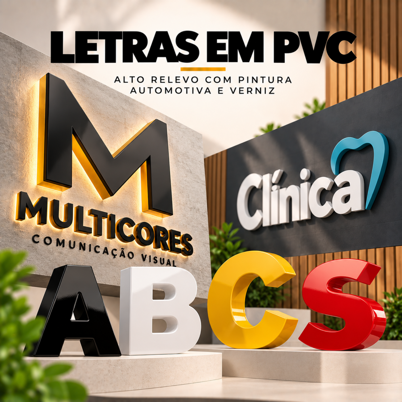 letra caixa em pvc expandido com pintura automotiva e verniz logotipos para fachadas