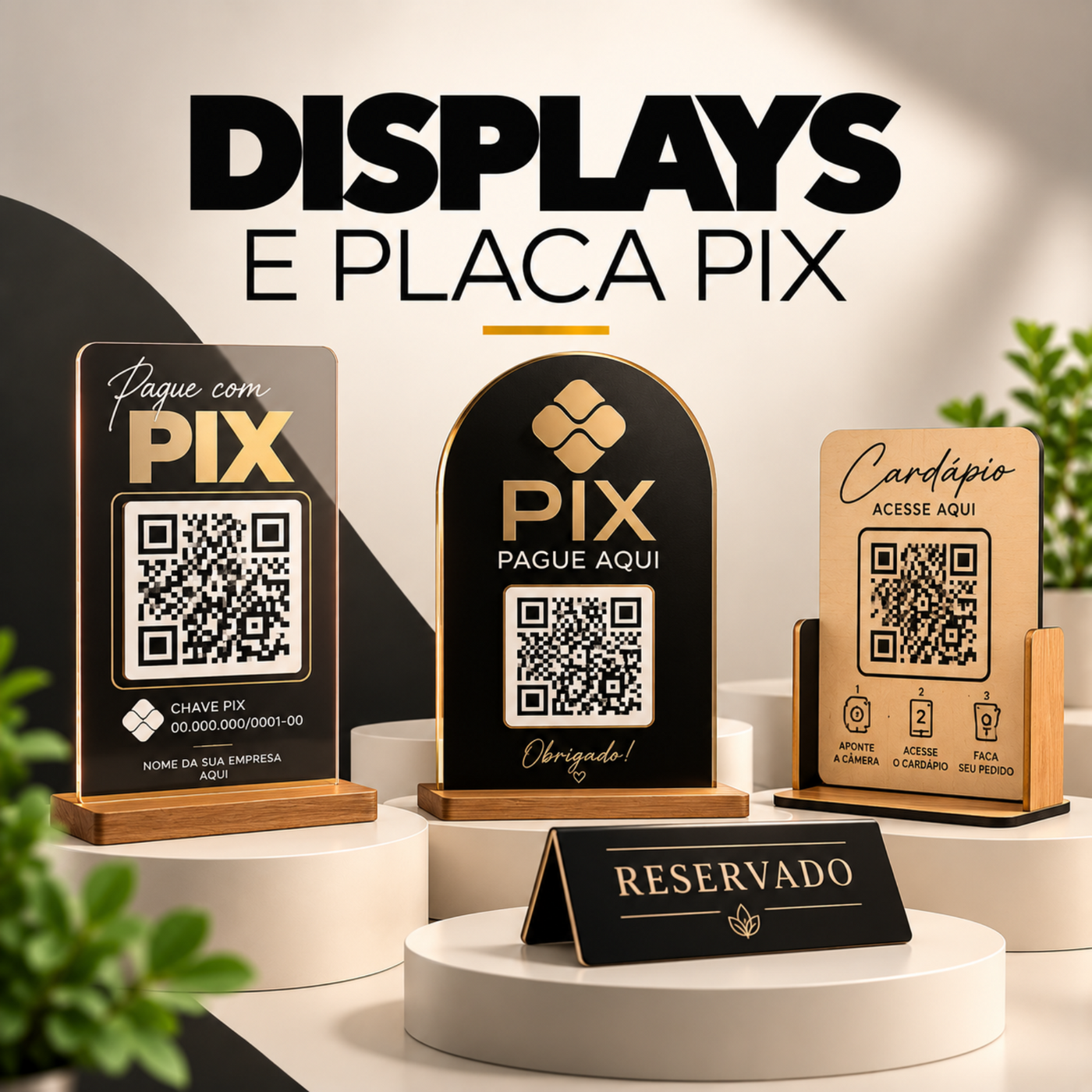 displays e placas pix personalizadas com qr code - multicores