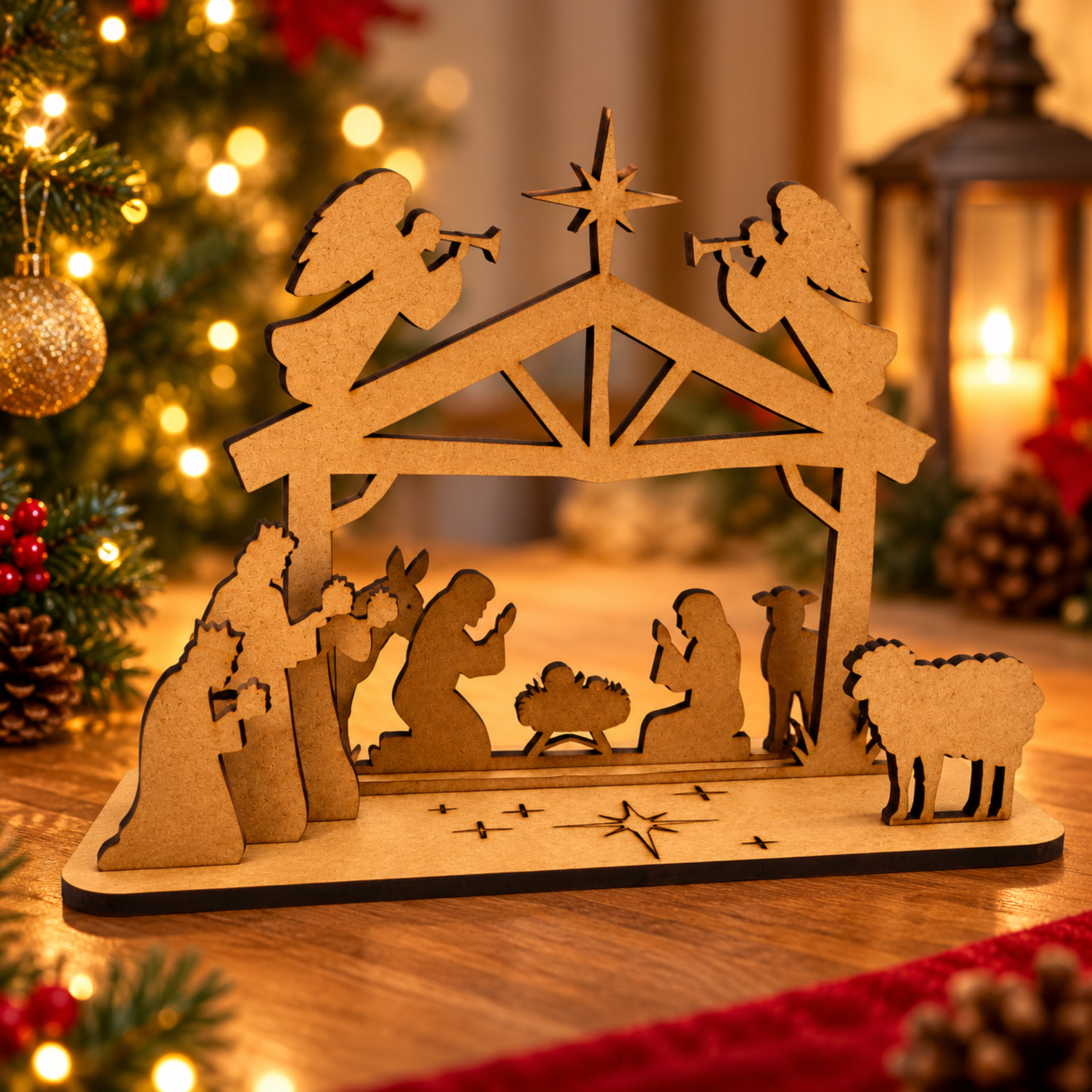 Presépio de Natal em MDF – Enfeite Natalino Decorativo