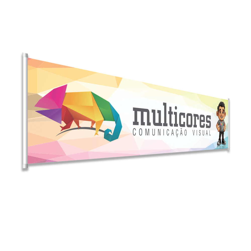 faixa em lona multicores comunicação visual araras