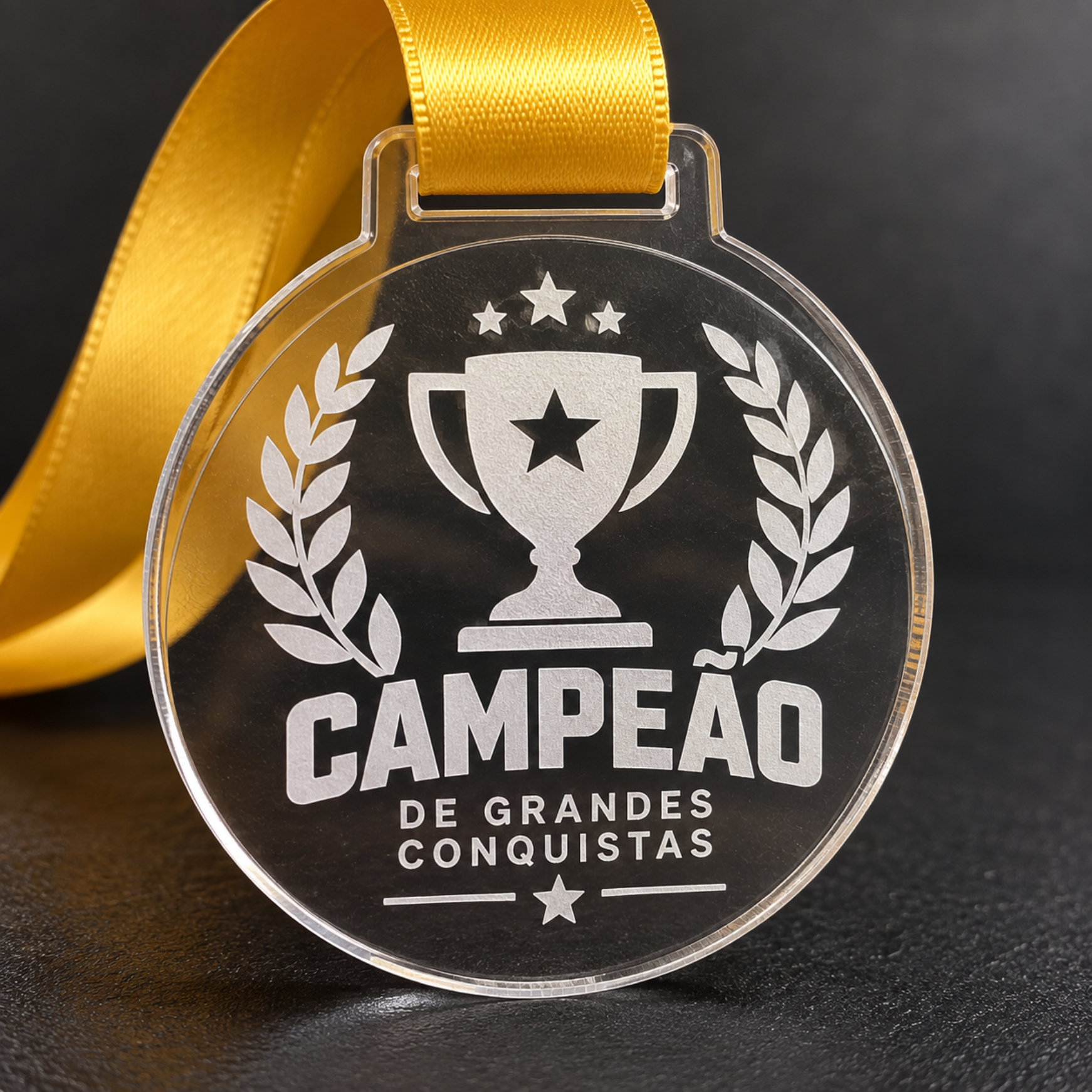 medalha em acrilico personalizada com gravação a laser