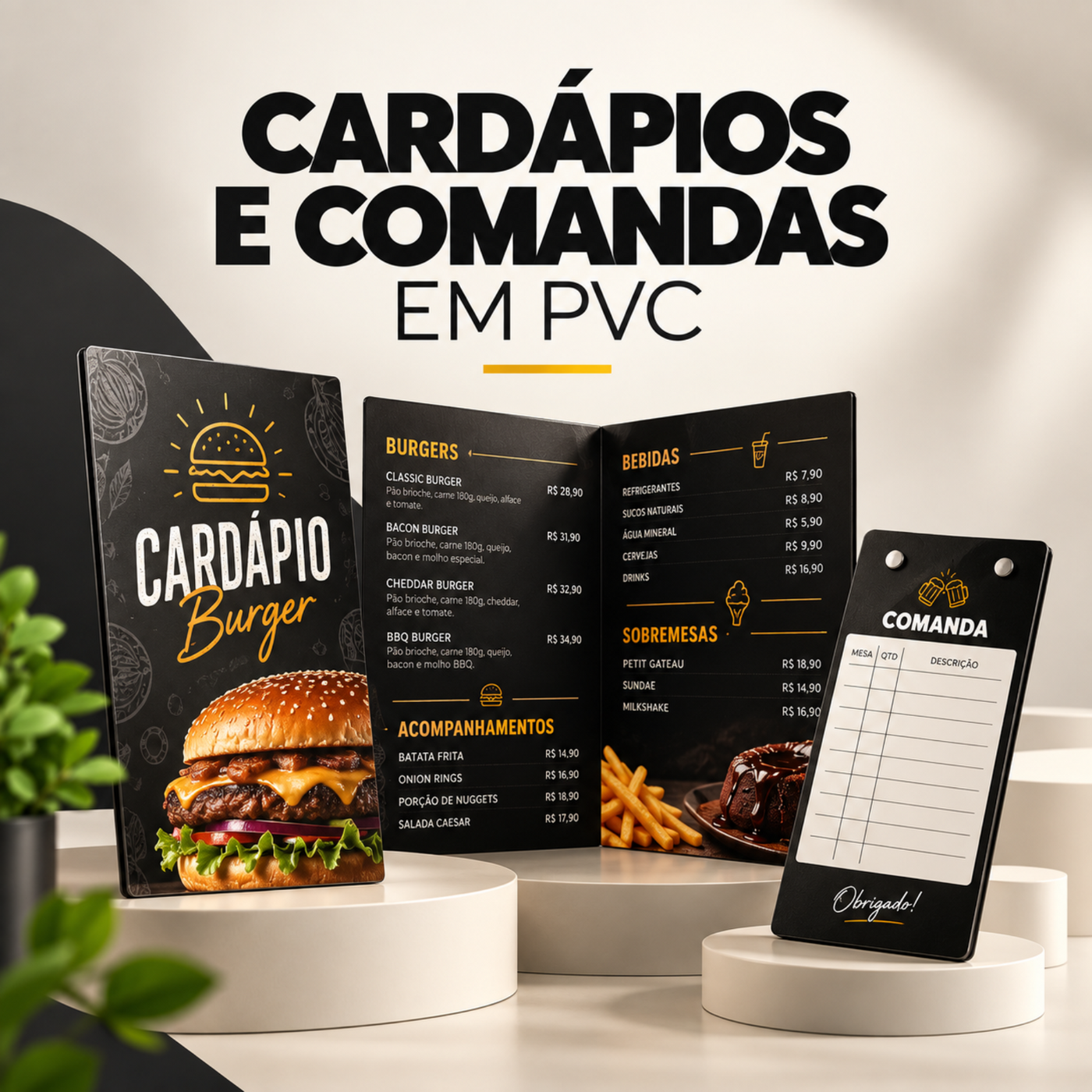 cardápios e comandas em pvc adesivado 