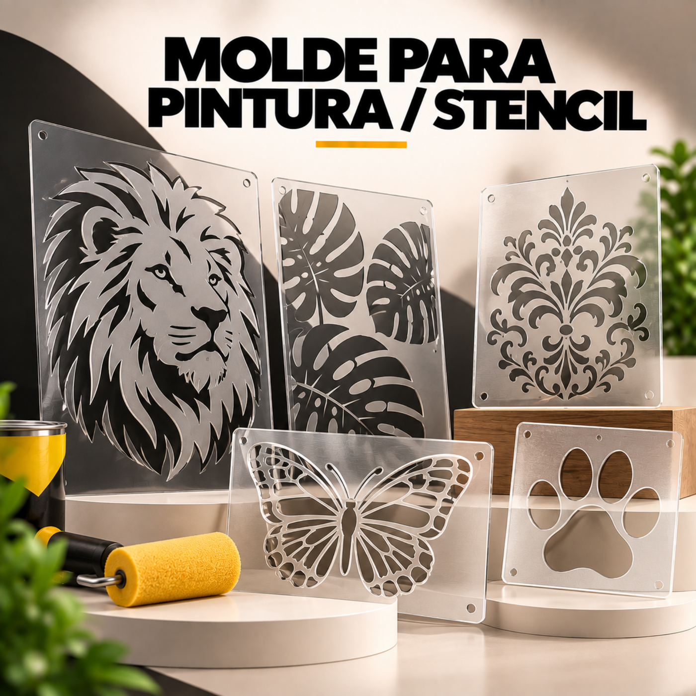 molde para pintura _ stencil _ em plástico transparente petg