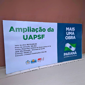 Placa de Obra em Chapa Galvanizada Adesivada