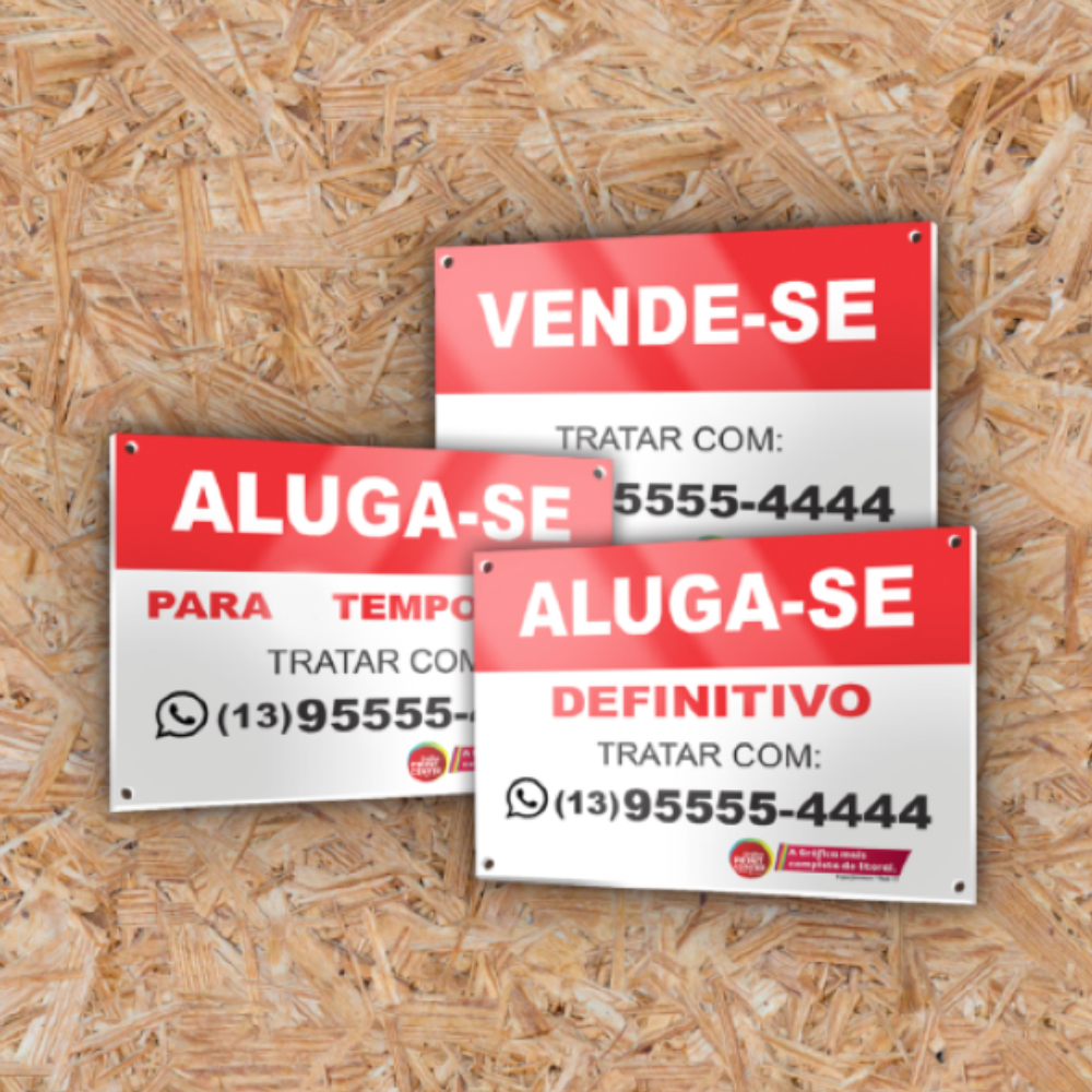 Placa de Vende-se ou Aluga-se em PVC Adesivado