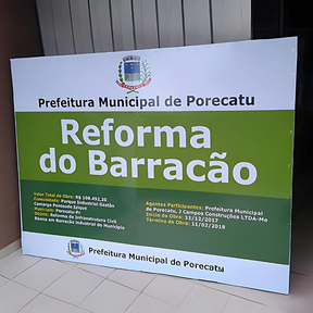 Placa de Obra em Chapa Galvanizada Adesivada