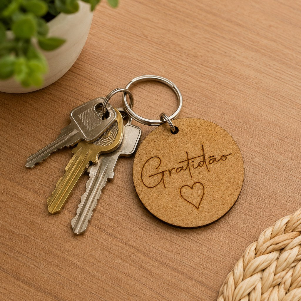 Chaveiro / Tag - Gratidão - em MDF Gravado a Laser