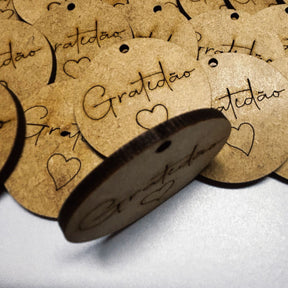 Chaveiro / Tag - Gratidão - em MDF Gravado a Laser