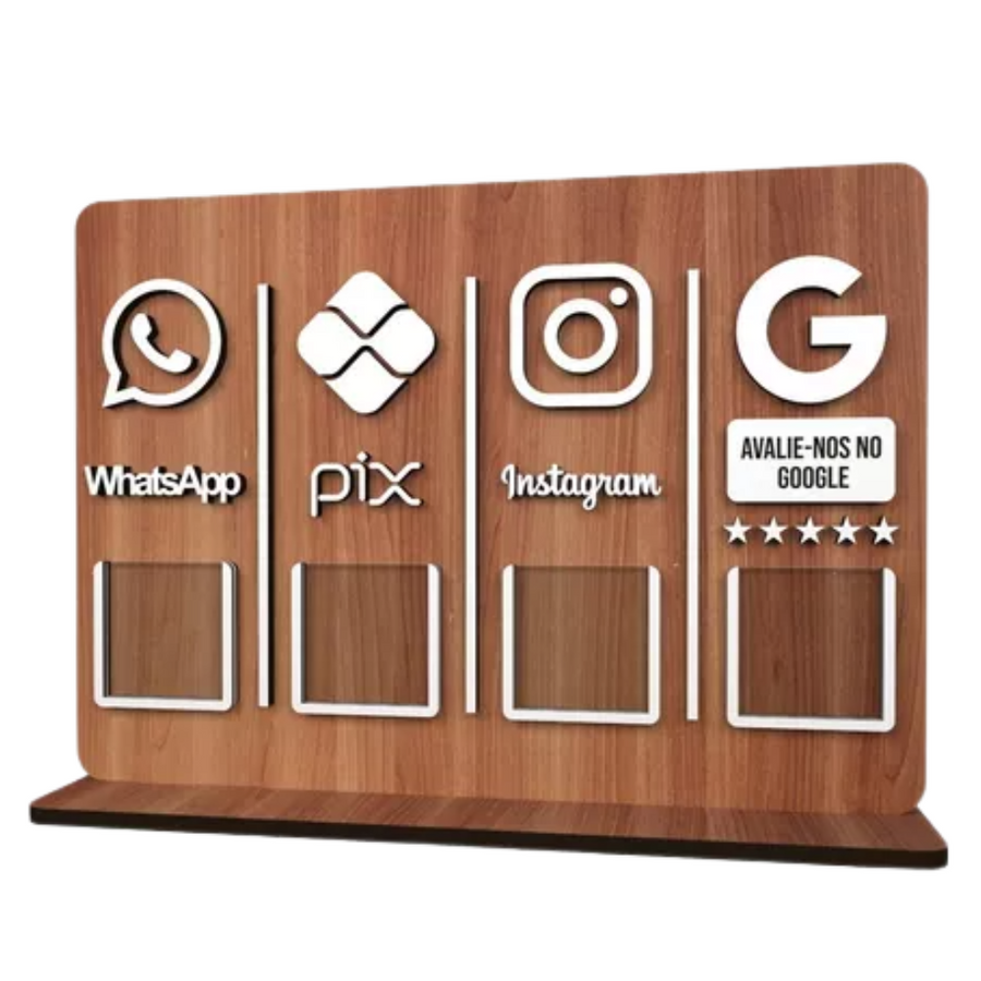 Display - Placa PIX com QR Code - em MDF em Alto Relevo 3D