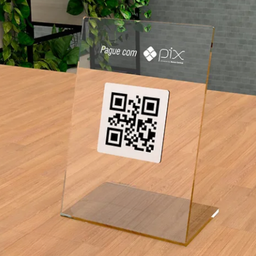 Display - Placa PIX com QR Code - em Acrílico com Gravação à Laser