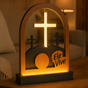 Enfeite de Mesa Cristão Ele Vive em MDF – Ressurreição de Jesus_ Multicores