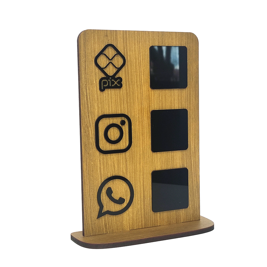 Display - Placa PIX com QR Code - em MDF com Acrílico