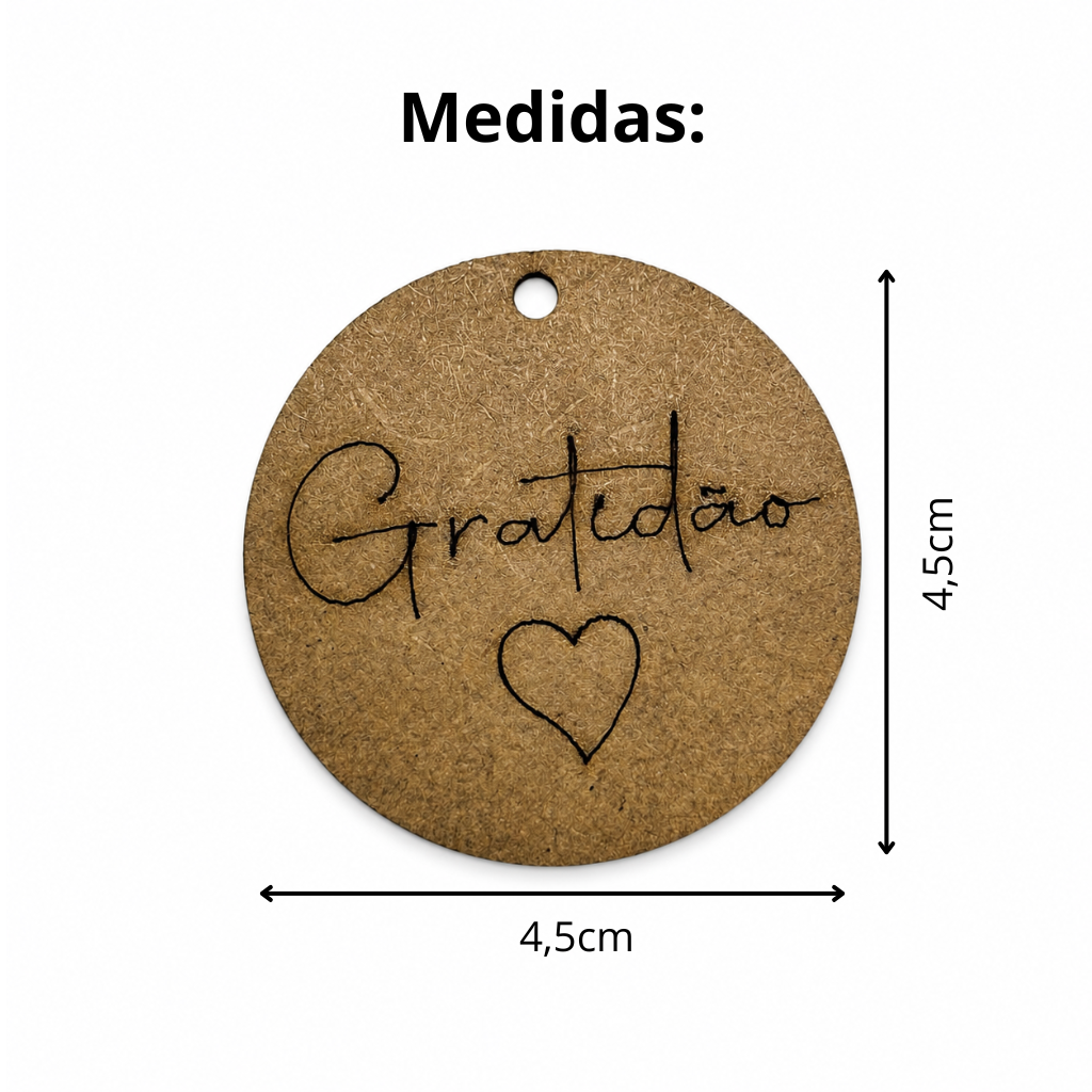 Chaveiro / Tag - Gratidão - em MDF Gravado a Laser