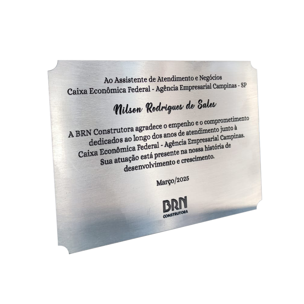 placa personalizada para homenagem de funcionário
