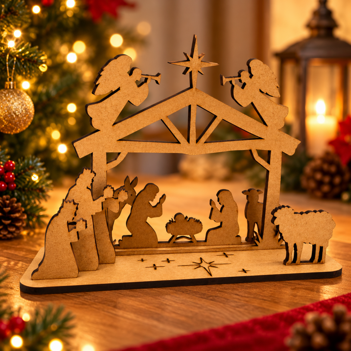 Presépio de Natal em MDF – Enfeite Natalino Decorativo