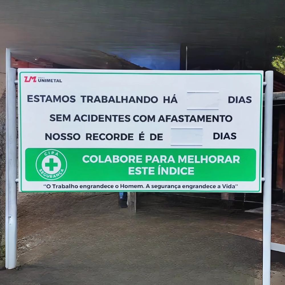 Placa CIPA / Acidentes em ACM Adesivado