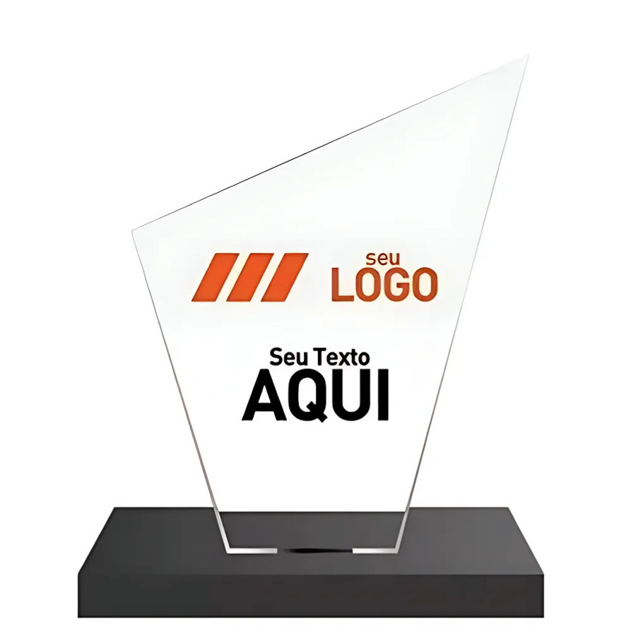 Troféu em Acrílico com Personalização em Adesivo DTF UV e Base em MDF