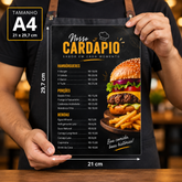 cardapio em pvc adesivado tamanho a4