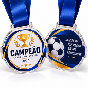 medalha personalizada em acrilico frente e verso