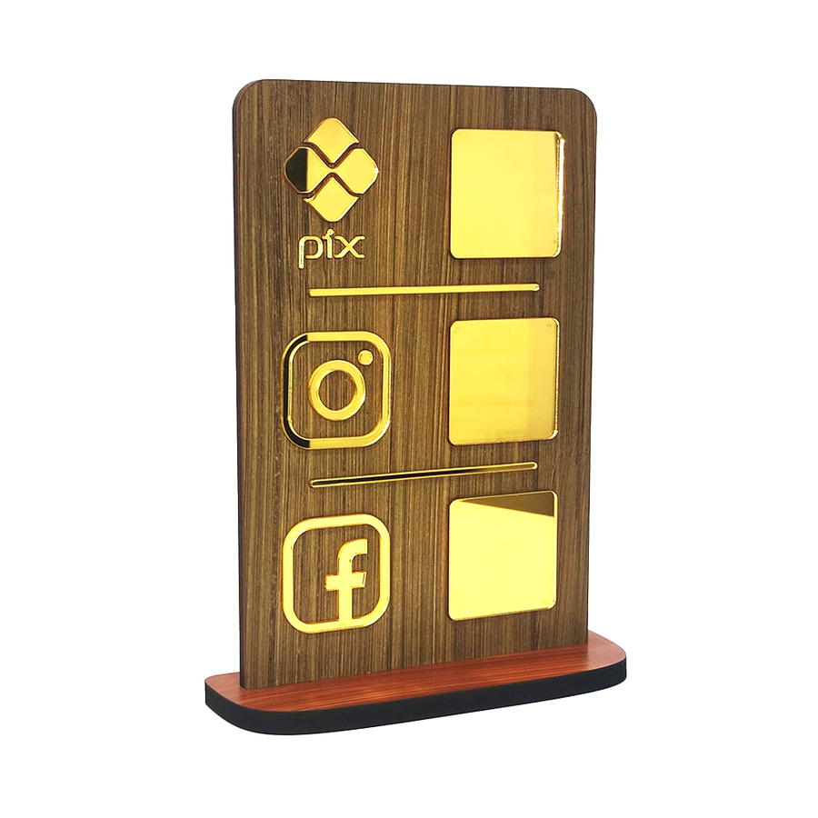 Display - Placa PIX com QR Code - em MDF com Acrílico