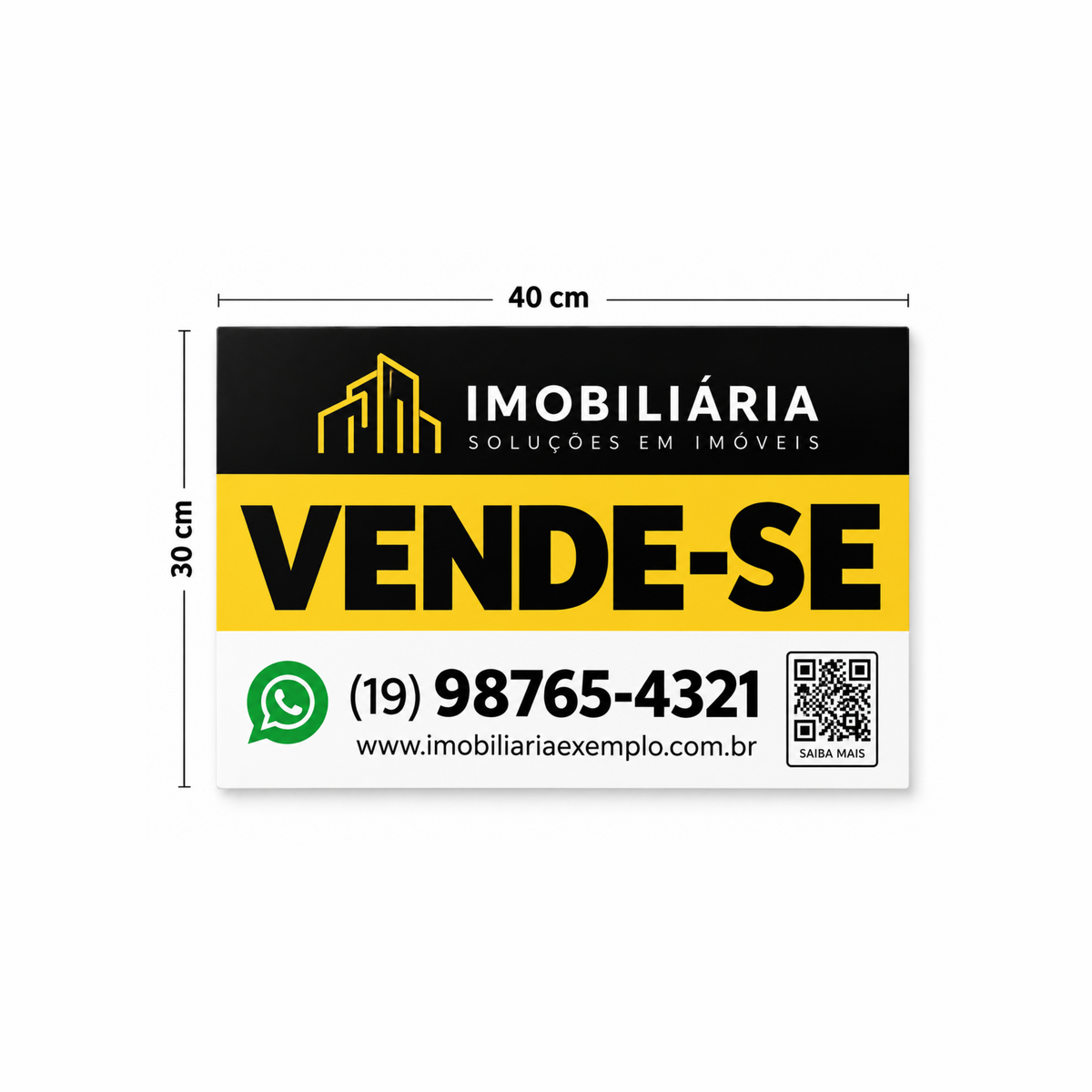 placa personalizada de vende-se ou aluga-se tamanho 40x30cm em pvc