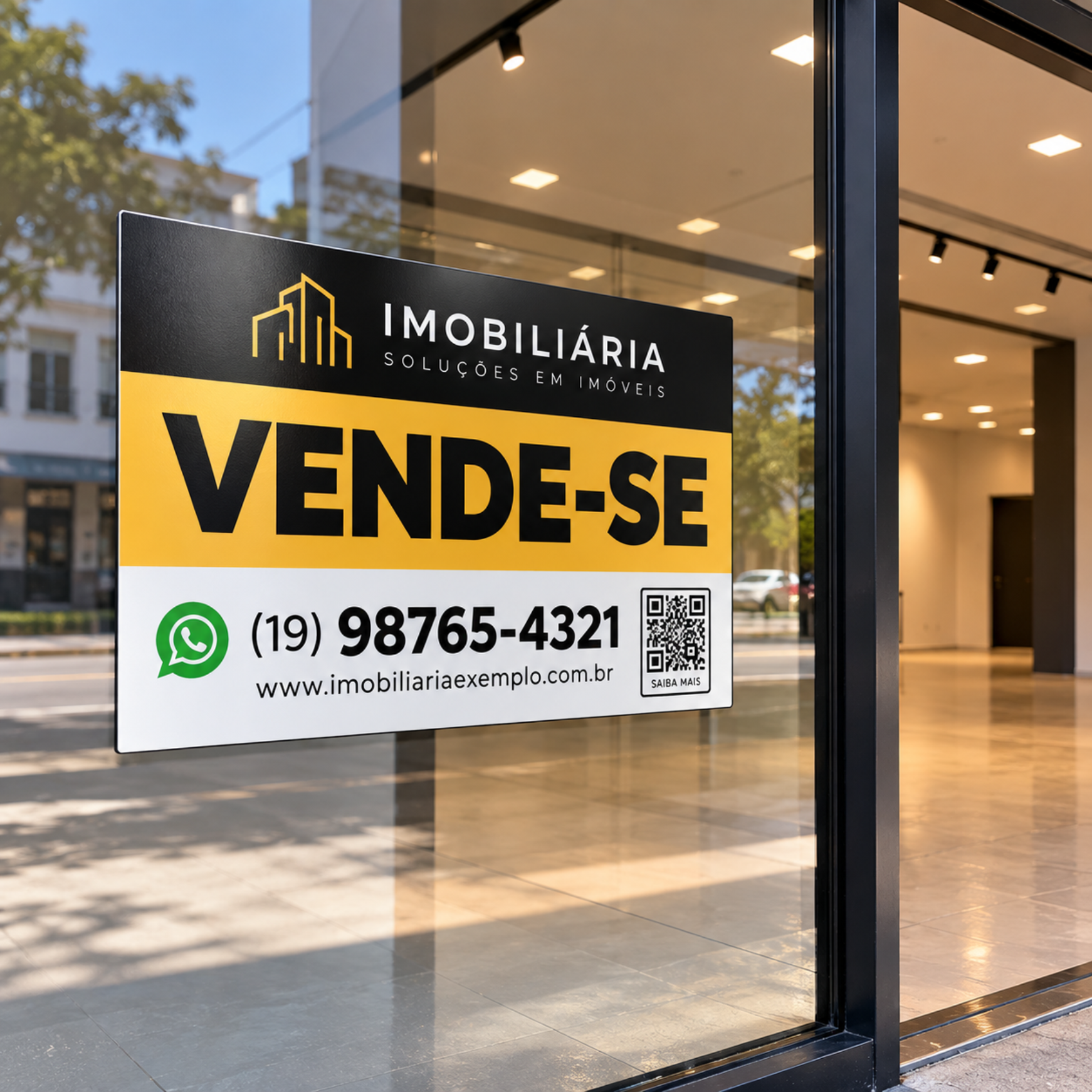placa de vende-se ou aluga-se para imobiliária em pvc