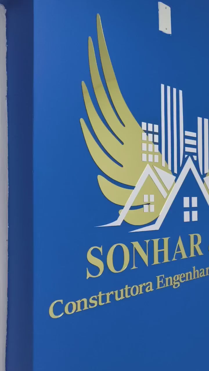 logotipo _ letras em acrilico dourado espelhado para recepção